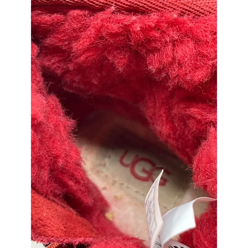 UGG Neumel‎ Boots Shoes Toddler Size 8 Red Suede Zip Ankle Sherpa Lined